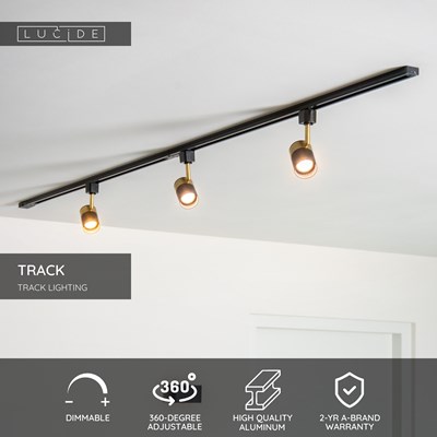 Lucide TRACK FLORIS Track spot - 1-circuit Track lighting system - 1xGU10 - Black (Extension)